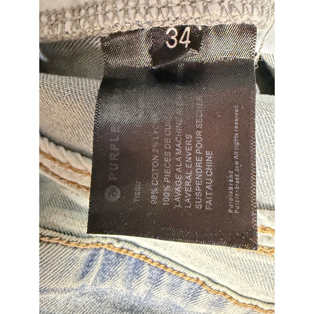 Purple Brand Jeans Mens 34 Light Blue Logo Graphic Slim Fit Denim 202306 NWT - Picture 4 of 10